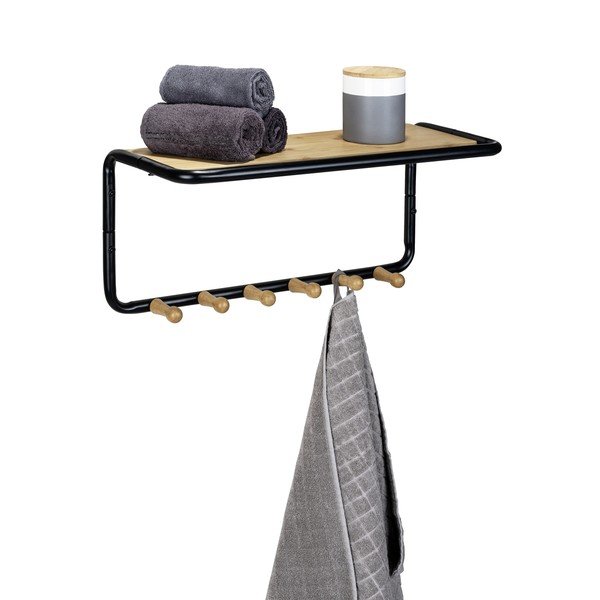 Черна/естествена метална стенна закачалка с рафт Loft - Wenko-image-2