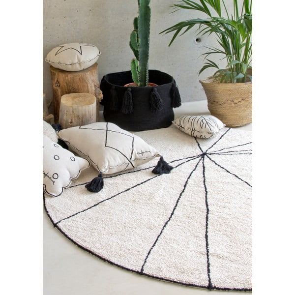 Кремав ръчно изработен памучен кръгъл килим подходящ за пране ø 160 cm Trace Beige – Lorena Canals-image-1