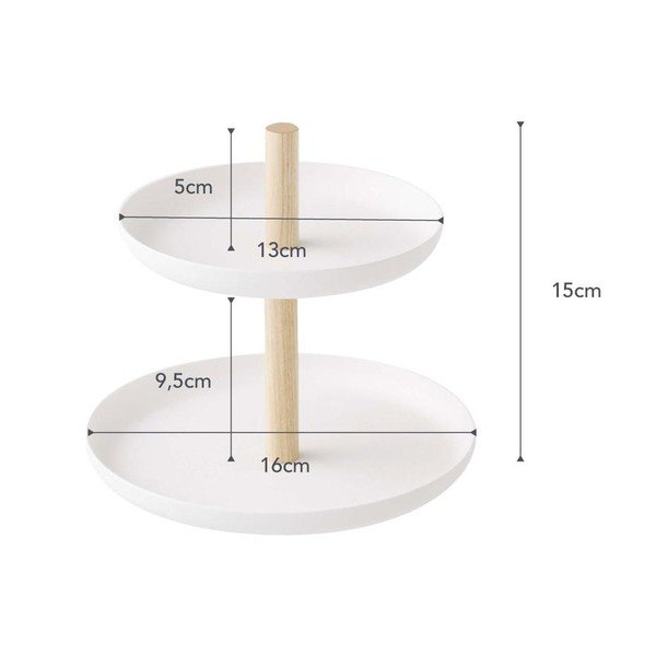Бяла стойка с 2 купи за съхранение и детайли от букова дървесина Tosca - YAMAZAKI-image-3