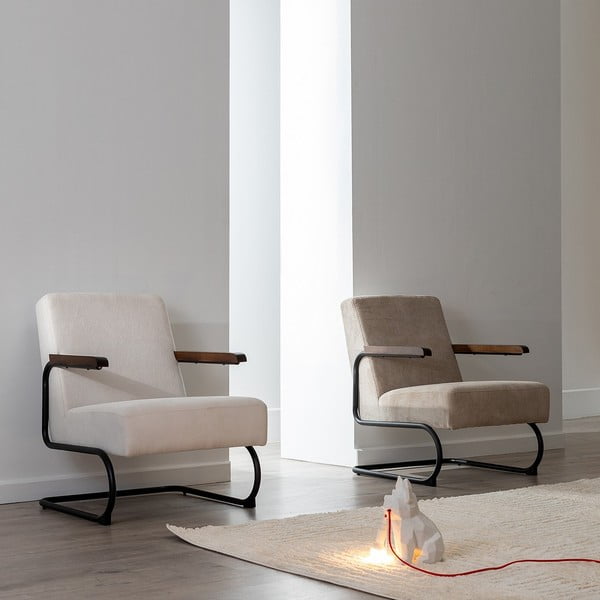 Кафяво-сиво шенилово кресло Industra – Ixia-image-4