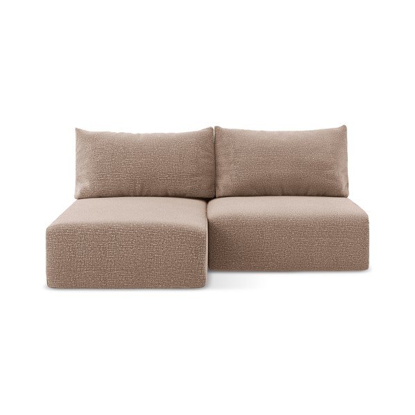 Светлокафяв разтегателен ъглов диван с място за съхранение (ляв ъгъл) Kalena – Makamii