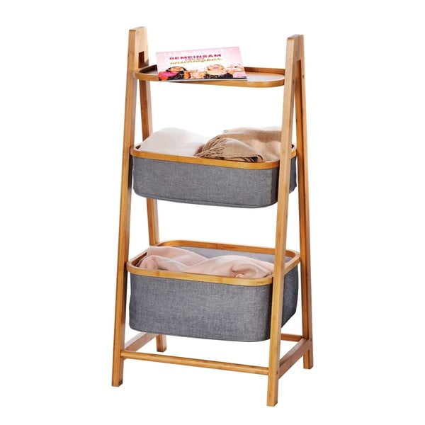 Сив/кафяв бамбуков рафт за баня 44x91 cm Bahari – Wenko-image-1