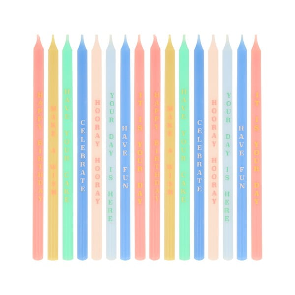 Свещички за торта в комплект 16 бр. Birthday Phrases – Meri Meri-image-2