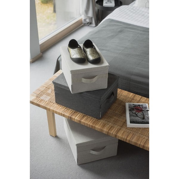 Бежова текстилна кутия за съхранение с капак 35x26x19 cm Soft Storage – Bigso-image-4