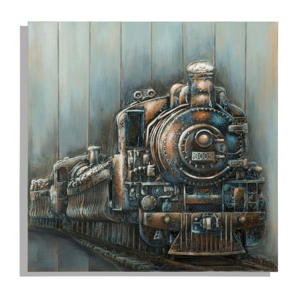 Ръчно рисувана картина Влак, 80 x 80 cm - Mauro Ferretti