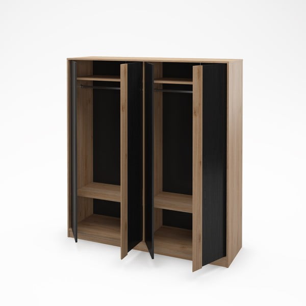 Черно-естествен гардероб от декор от дъб  180x197,5x53 cm Dennis – Marckeric-image-3