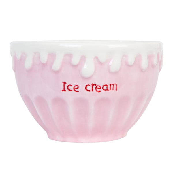 Růžová keramická miska na zmrzlinu Clayre & Eef, Ø 15 cm