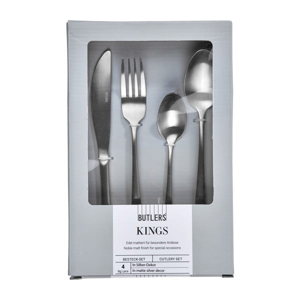 Комплект от 4 прибори за хранене Kings от неръждаема стомана - Butlers