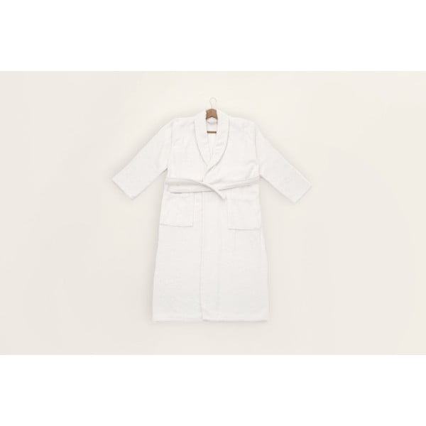 Бял памучен халат за баня размер L/XL - Foutastic-image-1