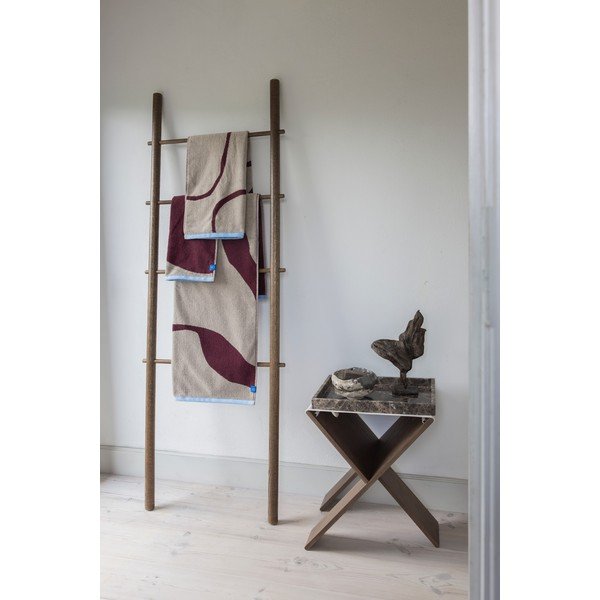 Бордо/бежова хавлиена кърпа от органичен памук от тери 70x133 cm Nova Arte  – Mette Ditmer Denmark-image-1