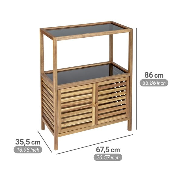 Нисък шкаф за баня от масивна акация в черен и естествен цвят 67,5x86 cm Fondi – Wenko-image-2