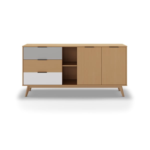 Нисък скрин от естествен дъб 165x81 cm Elfa - Marckeric-image-4