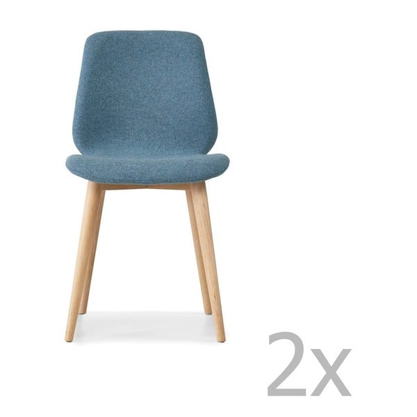 Комплект от 2 сини трапезни стола с масивни дъбови крака WOOD AND VISION Cut - Wood and Vision