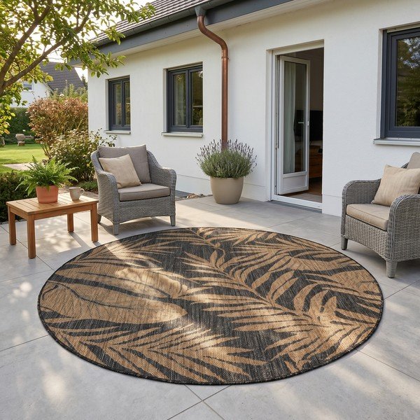 Черен/кафяв кръгъл килим за открито и закрито ø 160 cm Mira 1451 – Ayyildiz Carpets-image-1