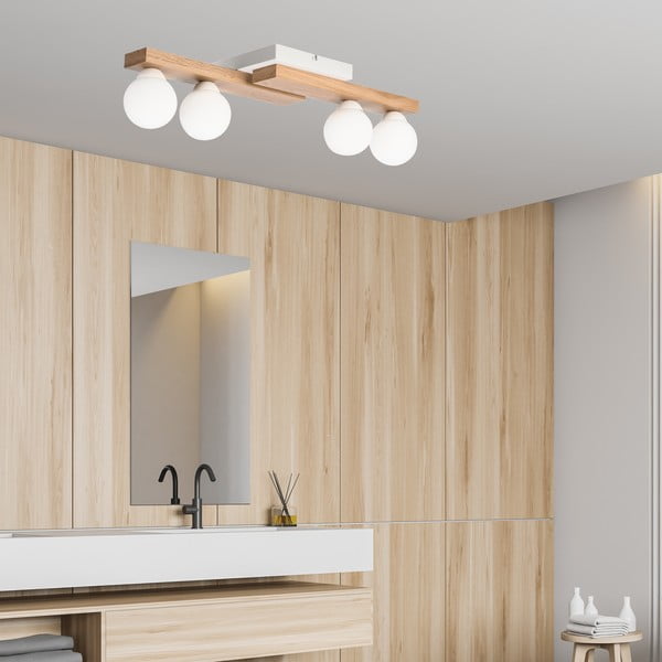 Бяло и естествено осветително тяло за таван със стъклен абажур ø 12 cm Cortina – LAMKUR-image-3