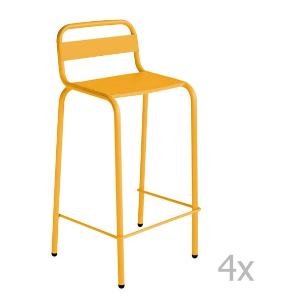 Sada 4 žlutých barových židlí Isimar Barcelonita