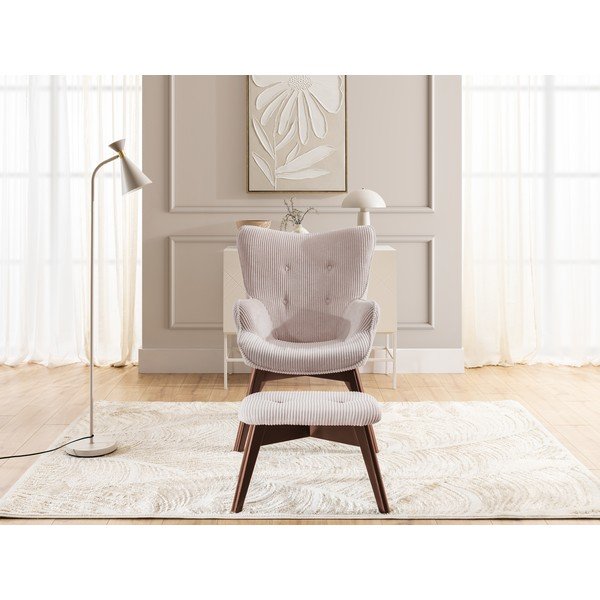 Светлорозов фотьойл с табуретка от рипсено кадифе Niko – Ropez-image-1