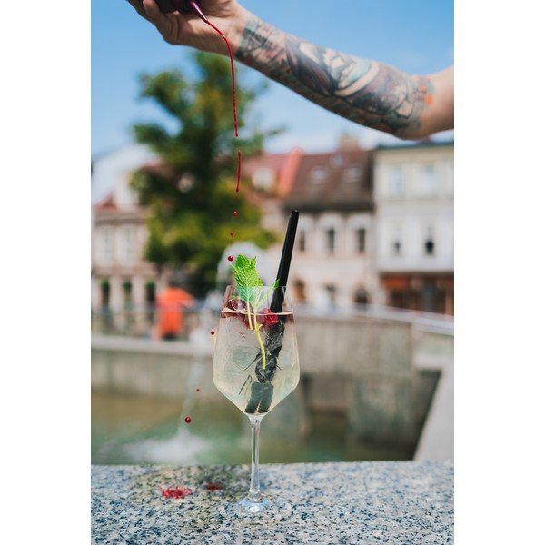 Комплект от 6 черни стъклени сламки за пиене с дължина 20 cm - Vialli Design-image-1