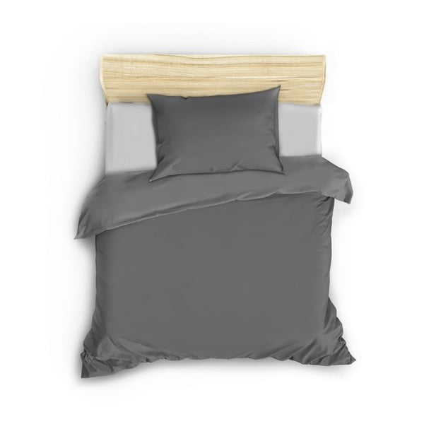 Тъмносиво памучно спално бельо от сатен за двойно легло 200x200 cm - Mijolnir