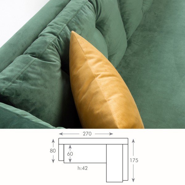 Зелен диван десен ъгъл Amalia - Balcab Home-image-1