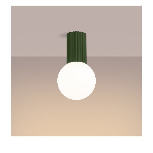 Зелено осветително тяло за таван със стъклен абажур ø 12 cm Orbital – Sollux-image-1