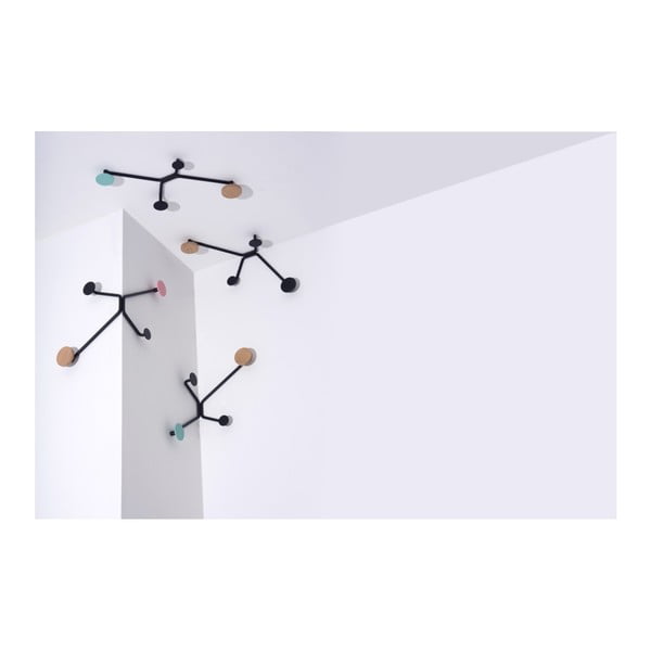 Черна ъглова закачалка за стена с детайли в ментово зелено Hook - Gazzda-image-4