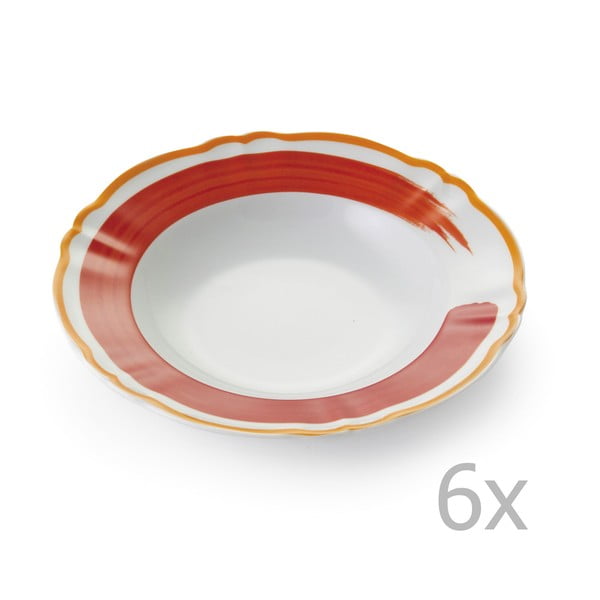 Sada 6 polévkových talířů Giotto Orange/Red