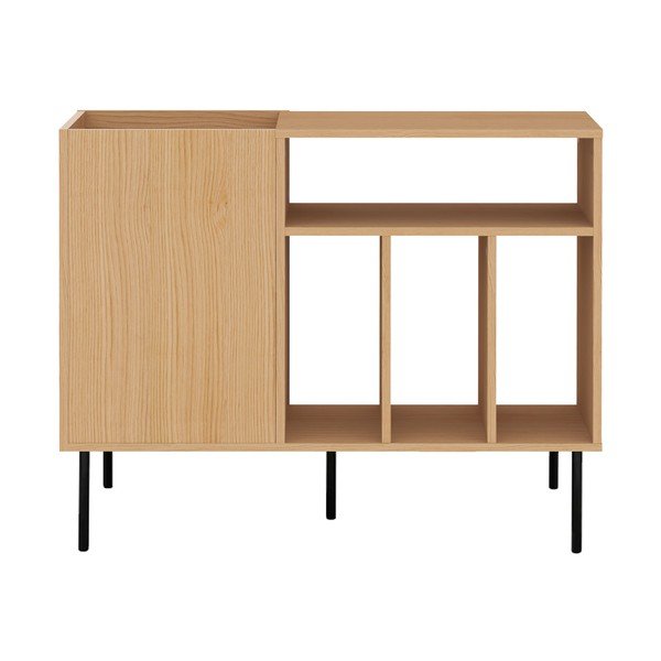 Черен нисък скрин за грамофонни плочи от дъб 100x80 cm Viny - TemaHome-image-3