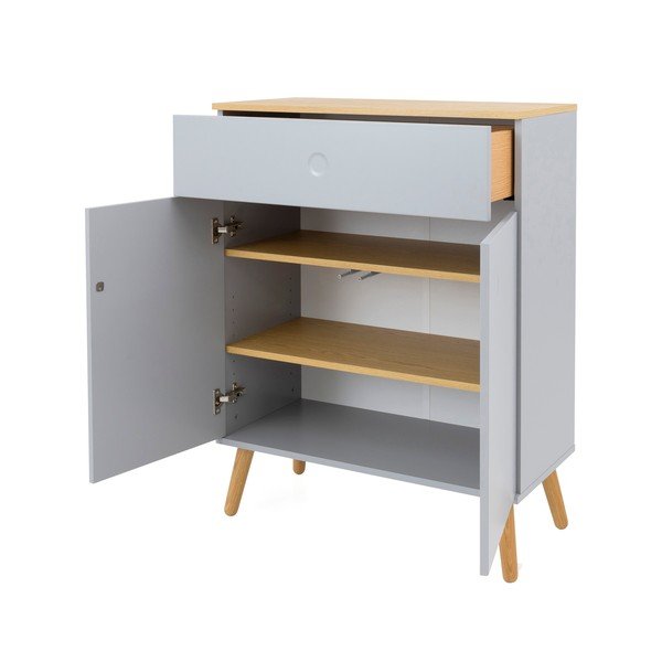 Сив скрин с дъбови крака , ширина 79 см Dot - Tenzo-image-3