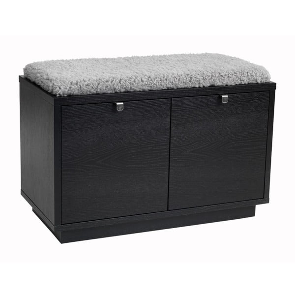 Черна пейка с място за съхранение и сива седалка, широчина 70 cm Confetti - Rowico