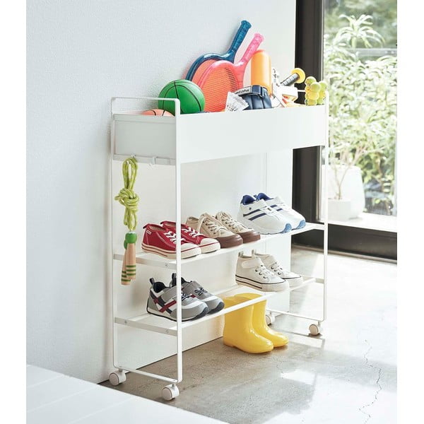 Бяла метална стойка за детски обувки 74,5x74,5x22 cm Tower – YAMAZAKI-image-4