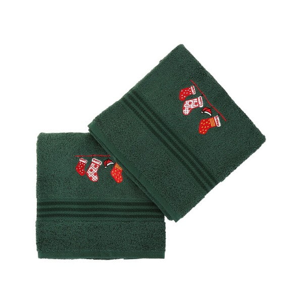 Sada 2 ručníků Corap Green Socks, 50 x 90 cm