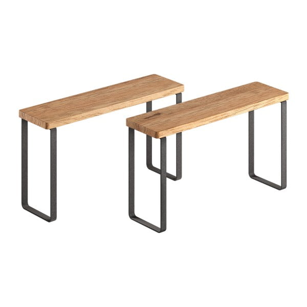 Матово черни и естествени дървени допълнителни рафтове 2 бр. 27x8 cm York – Metaltex