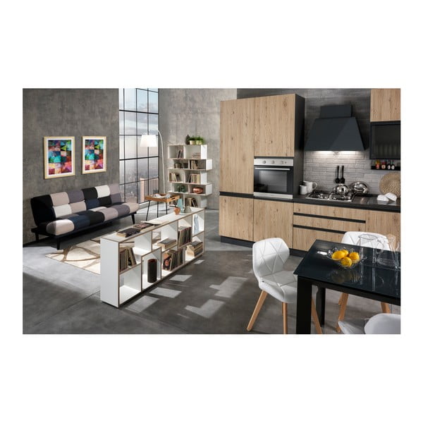 Бял шкаф за книги с дървен ръб 69x160 cm Random Andrea - Tomasucci-image-3