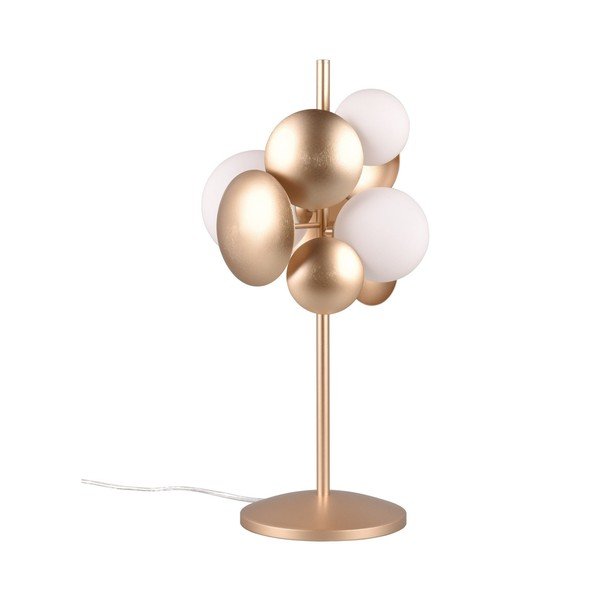 Настолна лампа със стъклен абажур в златисто и бяло (височина 50 cm) Bubble - Trio Select