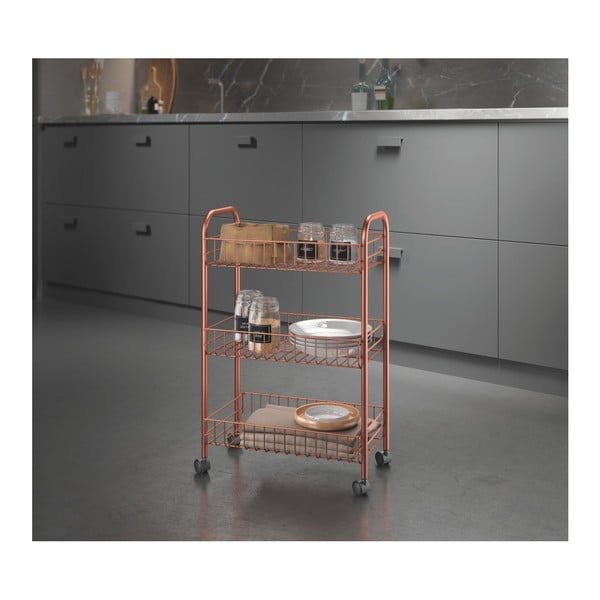 Подвижен органайзер с 3 рафта в меден цвят Lugano - Metaltex-image-1