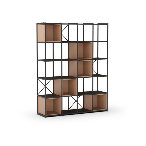 Библиотека в черен и тухлен цвят 140x179 cm Anya – Marckeric-image-2