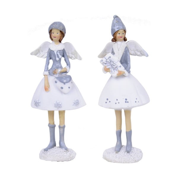Sada 2 dekorativních andělíčků v sukních Ego Dekor Snowy, výška 12,6 cm