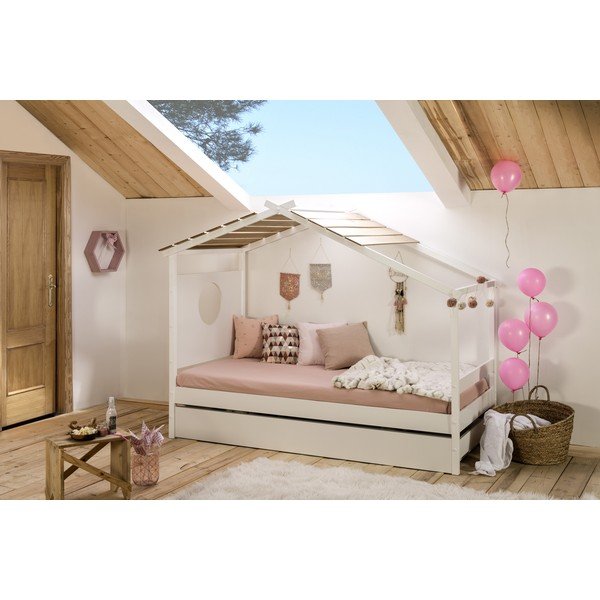 Бяло детско легло с издърпващо се чекмедже , 90 x 190 cm Nayah - Marckeric-image-3