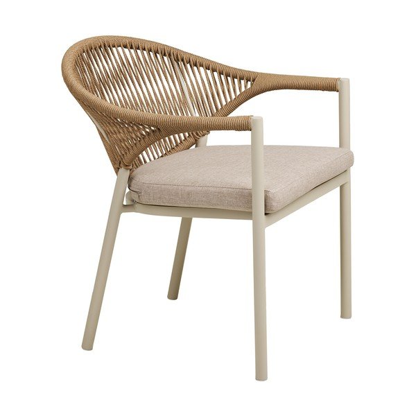 Бежов градински стол метален/подплатен Abela – House Nordic-image-3