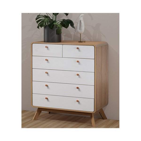 Бяло-естествен висок скрин от декор от дъб  81x104 cm Caitlin – Støraa-image-1