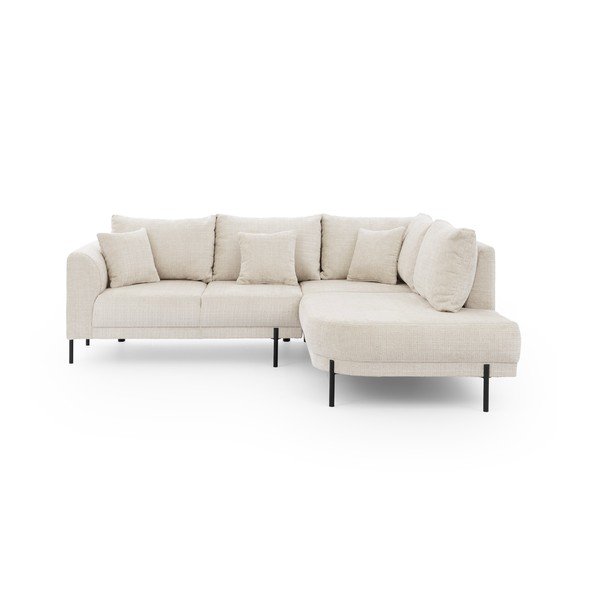 Бежов шенилов ъглов диван (десен ъгъл/L форма) Mauris  – Ropez