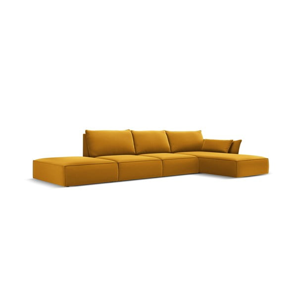 Кадифен ъглов диван в цвят горчица (десен ъгъл) Vanda – Mazzini Sofas-image-2