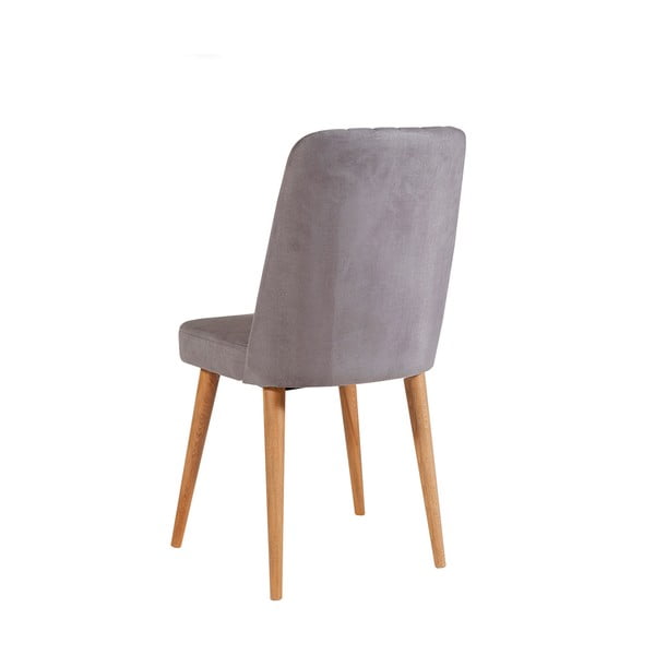Сив кадифен стол за хранене Stormi Sandalye - Kalune Design-image-1