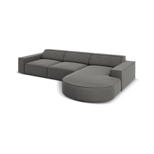 Ъглов диван от сиво кадифе (десен ъгъл) Jodie - Micadoni Home-image-4