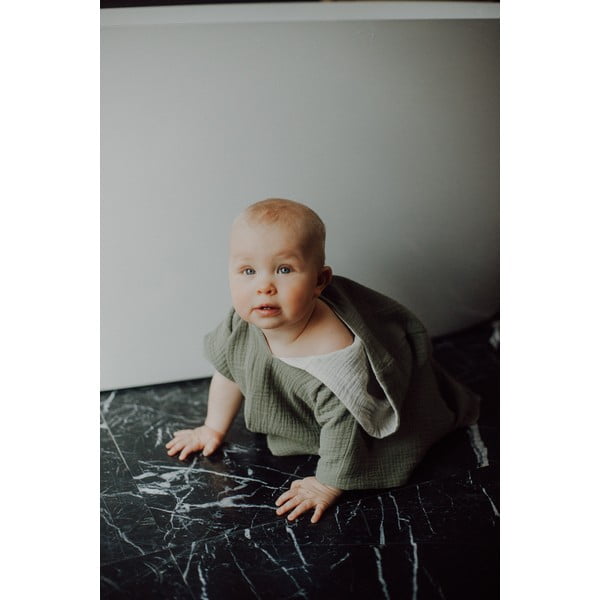 Бебешко пончо от муселин в цвят каки размер M - Malomi Kids-image-2