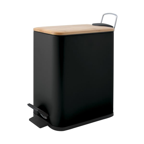 Матово черно стоманено кошче за боклук с педал 5 l   Erik – Spirella-image-3