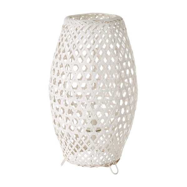 Бяла бамбукова настолна лампа с бамбуков абажур (височина 36 см) - Casa Selección