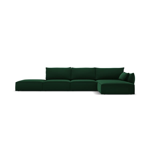 Тъмнозелен кадифен ъглов диван (десен ъгъл) Vanda – Mazzini Sofas
