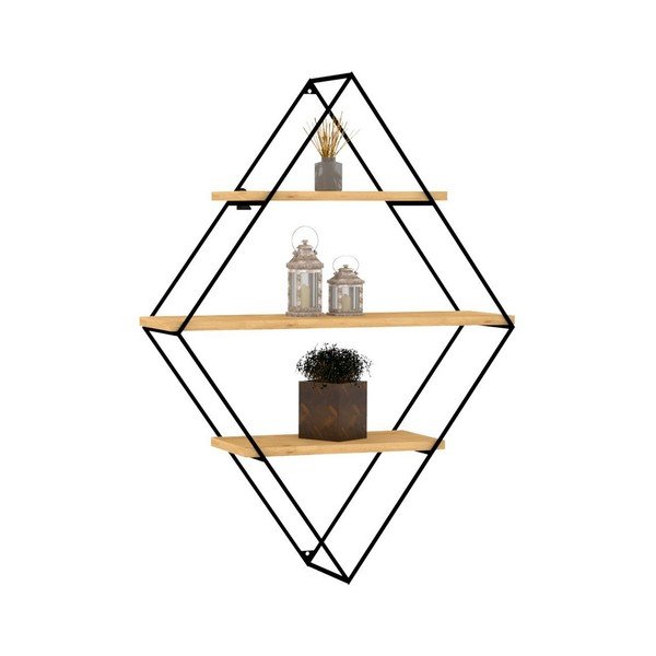 Двуетажен рафт в черен/естествен цвят Meho  - Kalune Design-image-2